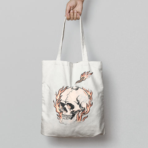 Flaming Skull Design Tote Bag for Everyday Use