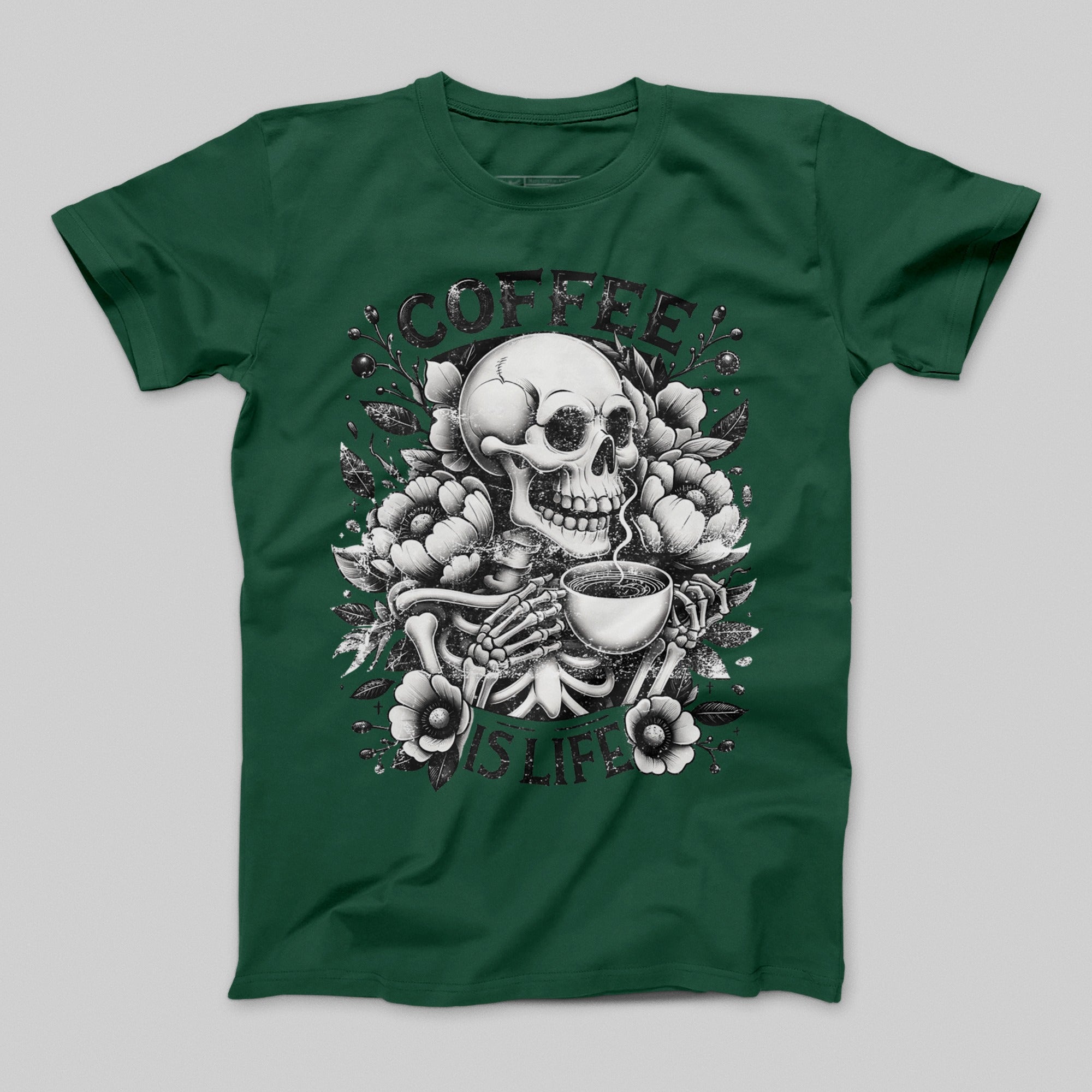 Coffee Is Life Skeleton Holding Cup T-shirt