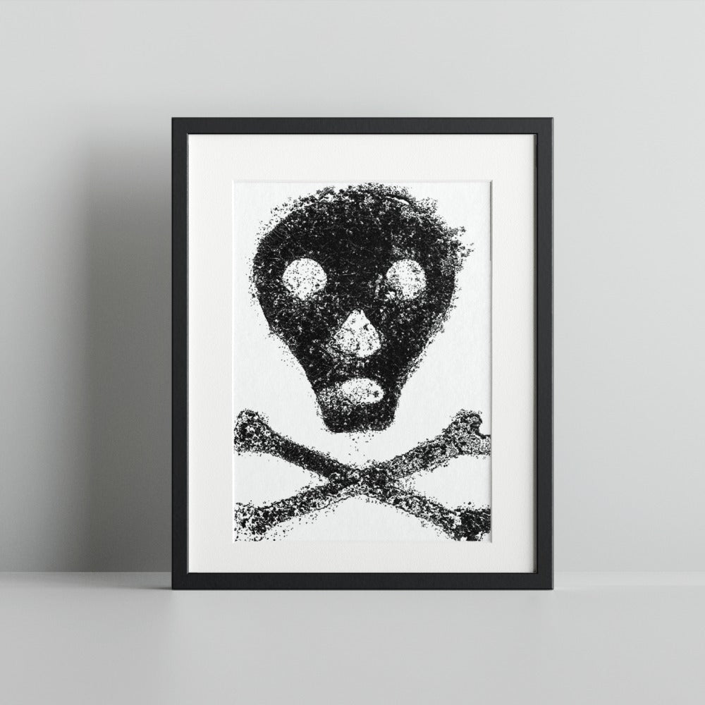 Skull and Crossbones Black and White Print Art Decor