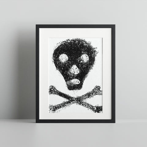 Skull and Crossbones Black and White Print Art Decor
