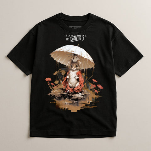 Cozy Mouse with Umbrella Artistic Graphic Shirt