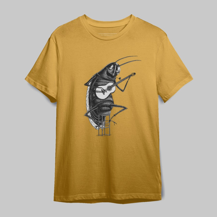 Guitar Playing Beetle Graphic T-shirt
