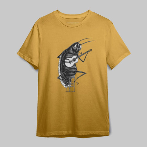Guitar Playing Beetle Graphic T-shirt