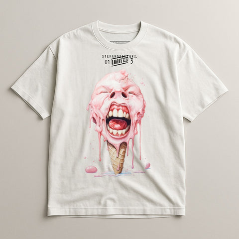 Ice Cream Cone Melting Face Graphic T-shirt