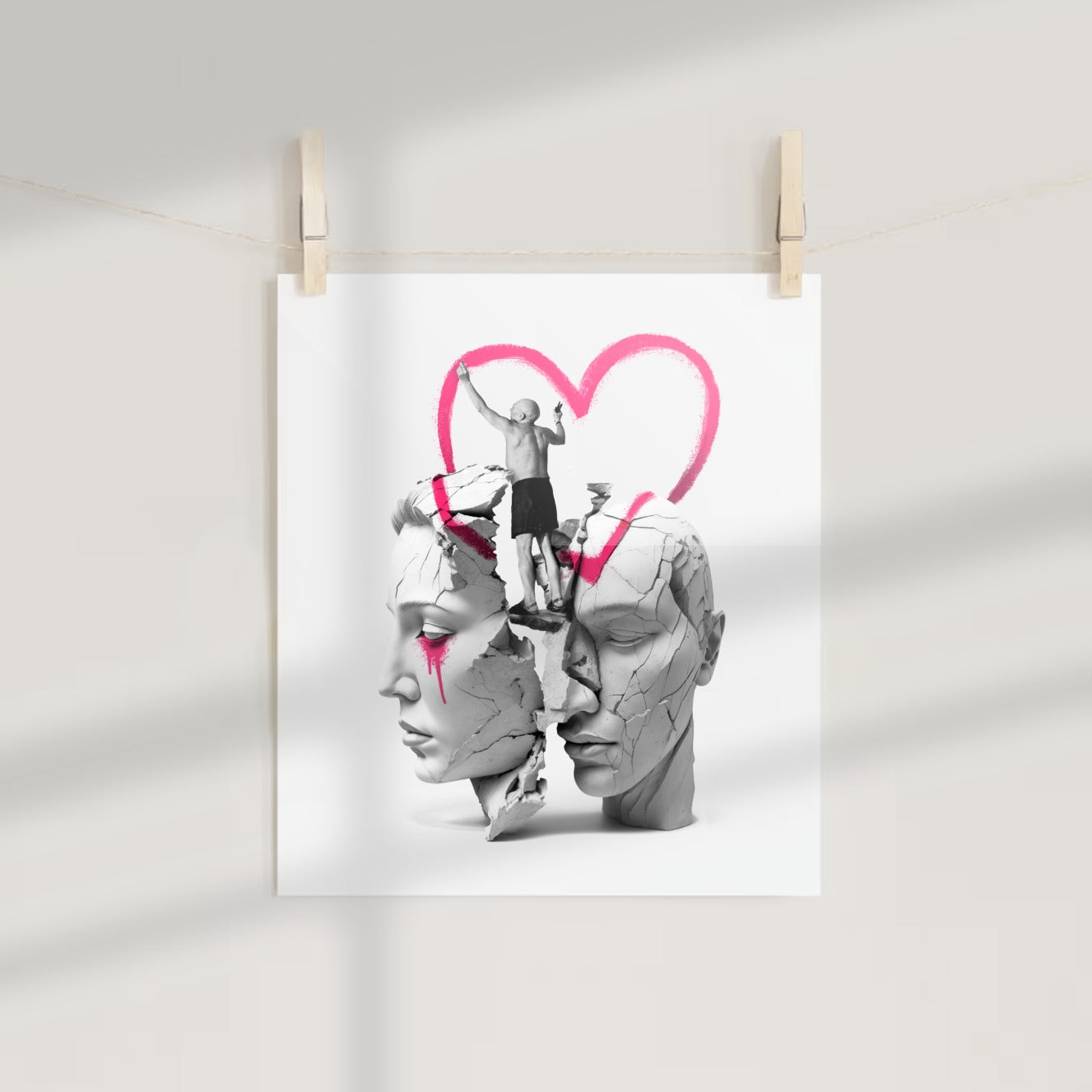 Abstract Art with Faces and Love Heart Poster