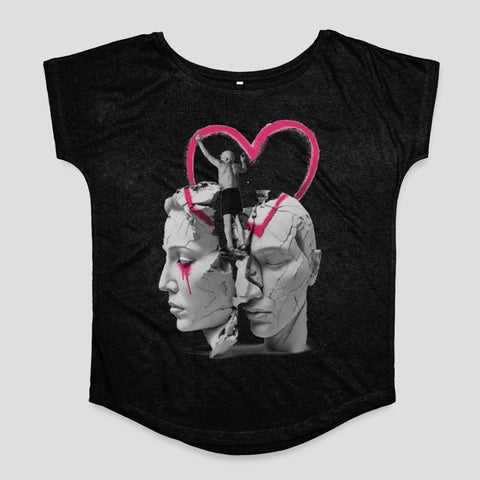 Artistic Broken Statues and Pink Heart T-shirt