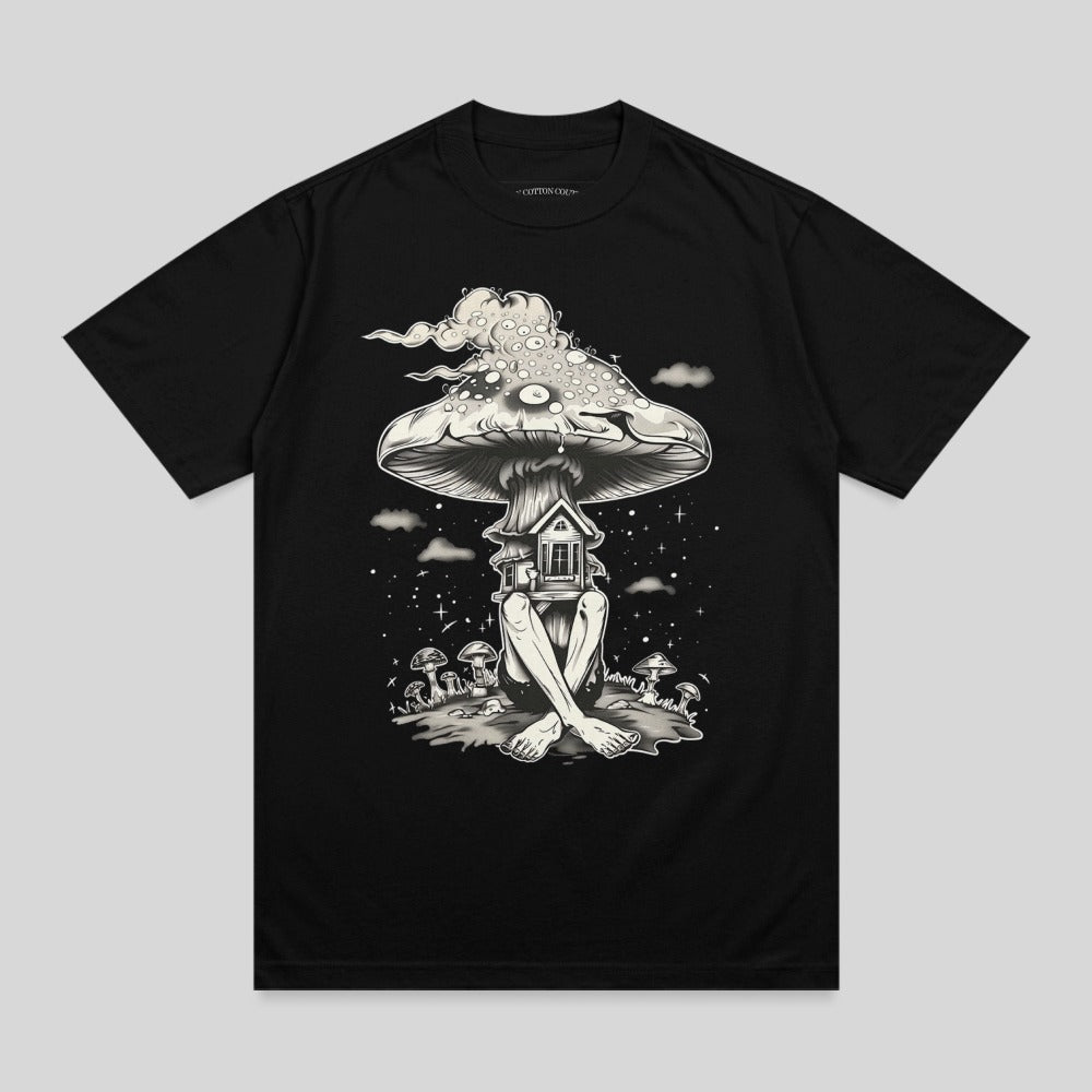 Surreal Mushroom House Creature Night Sky Design product