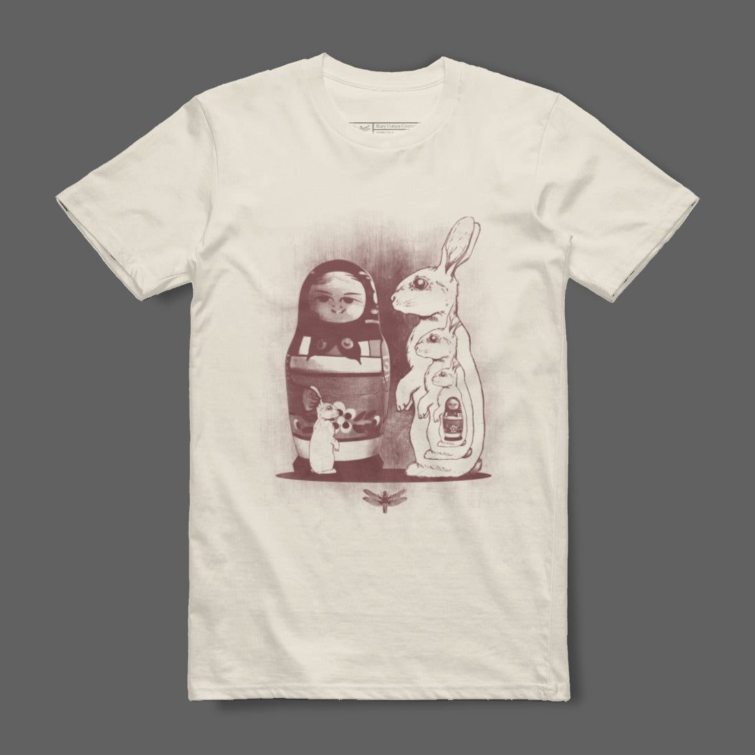 Unique Graphic Tee with Artistic Animal and Doll Print