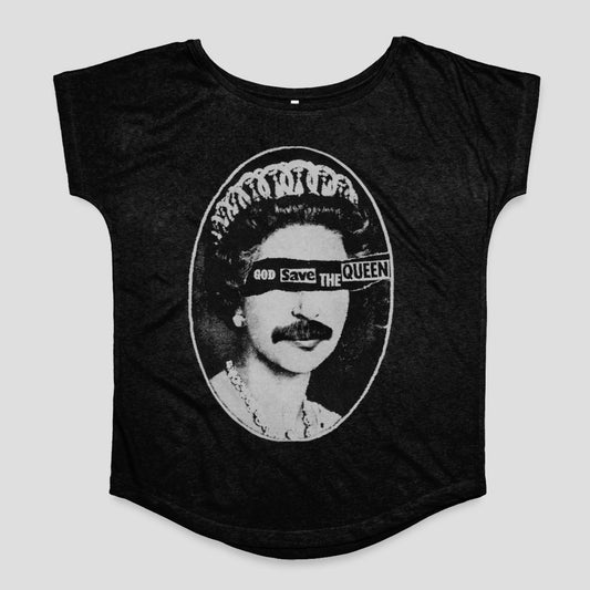 God Save The Queen Graphic Black Top Vintage Style