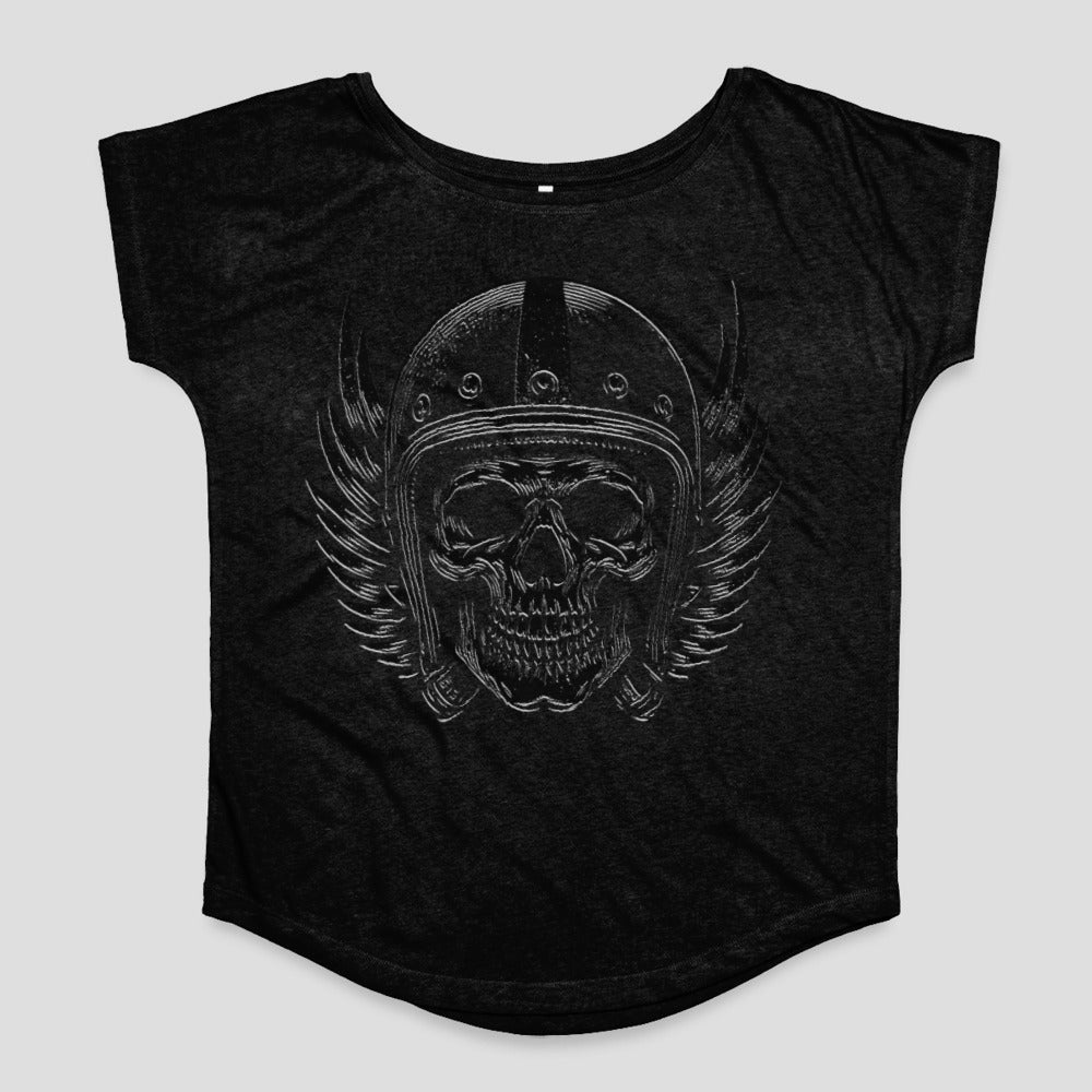 Winged Skull with Helmet Graphic Printed T-shirt