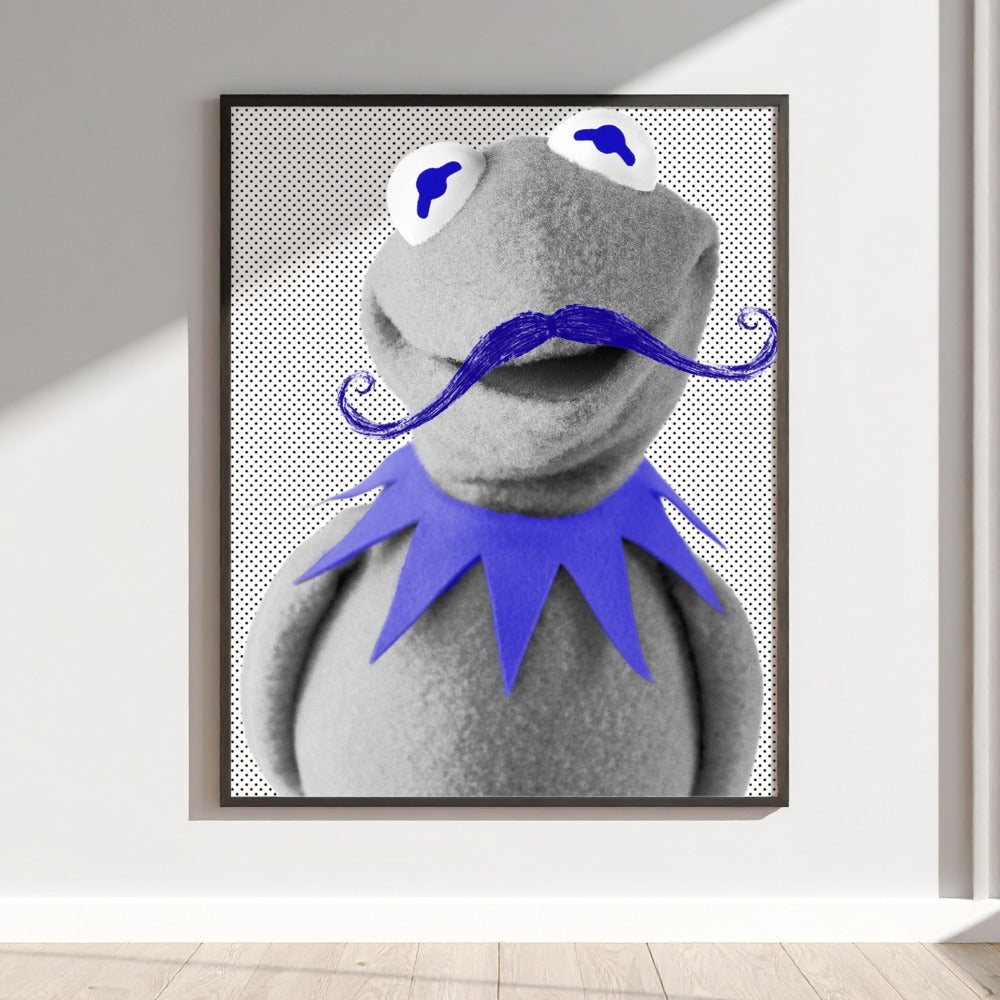Quirky Puppet with Blue Mustache and Collar Wall Art