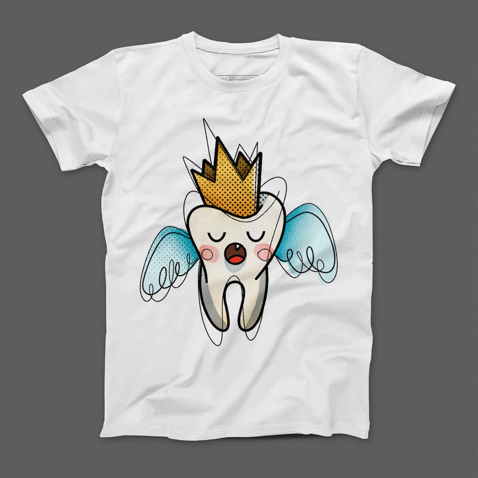 Tooth Fairy with Crown and Wings Graphic T-shirt