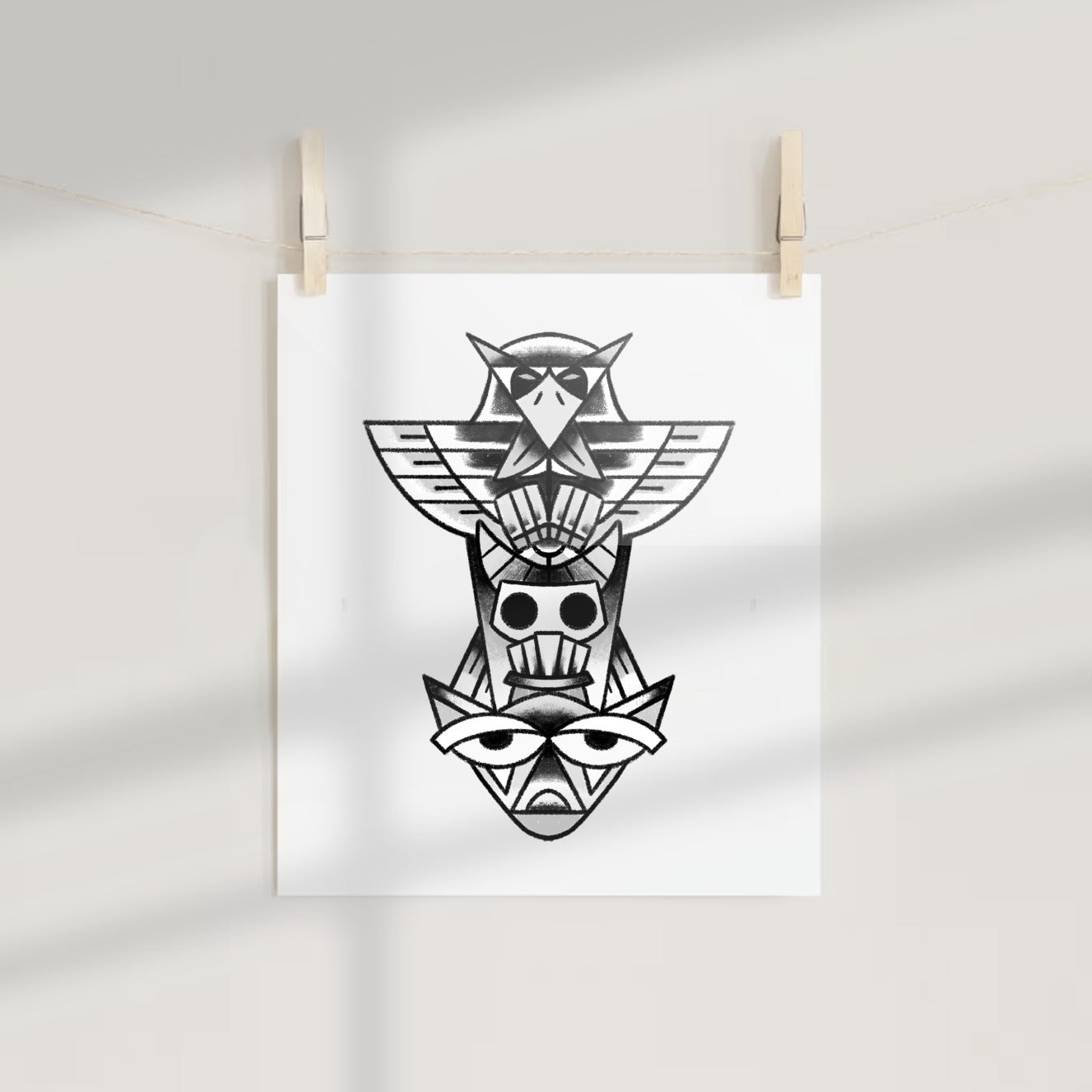 Unique Geometric Tribal Design Art Print for Wall Decor