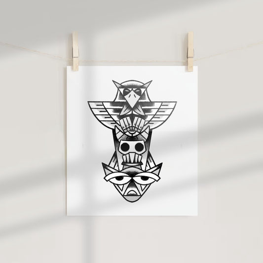 Unique Geometric Tribal Design Art Print for Wall Decor