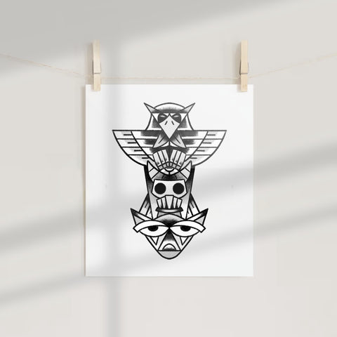 Unique Geometric Tribal Design Art Print for Wall Decor