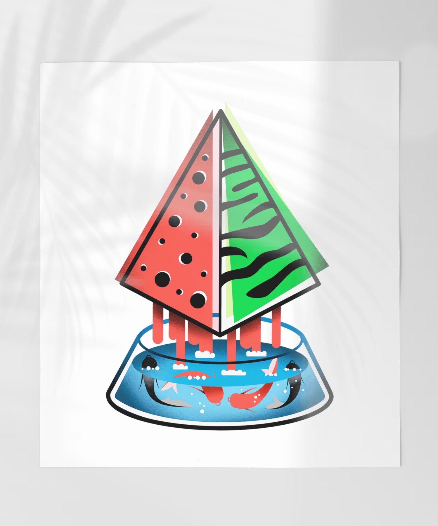 Modern Art Panel Depiction of Watermelon Slice Decor