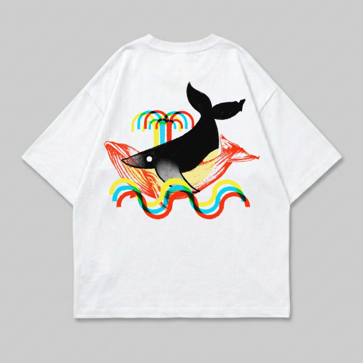 Psychedelic Whale Palm Tree Waves Colorful Print product type