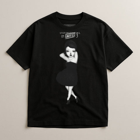 Limited Edition Black Tee with Unique Printed Design