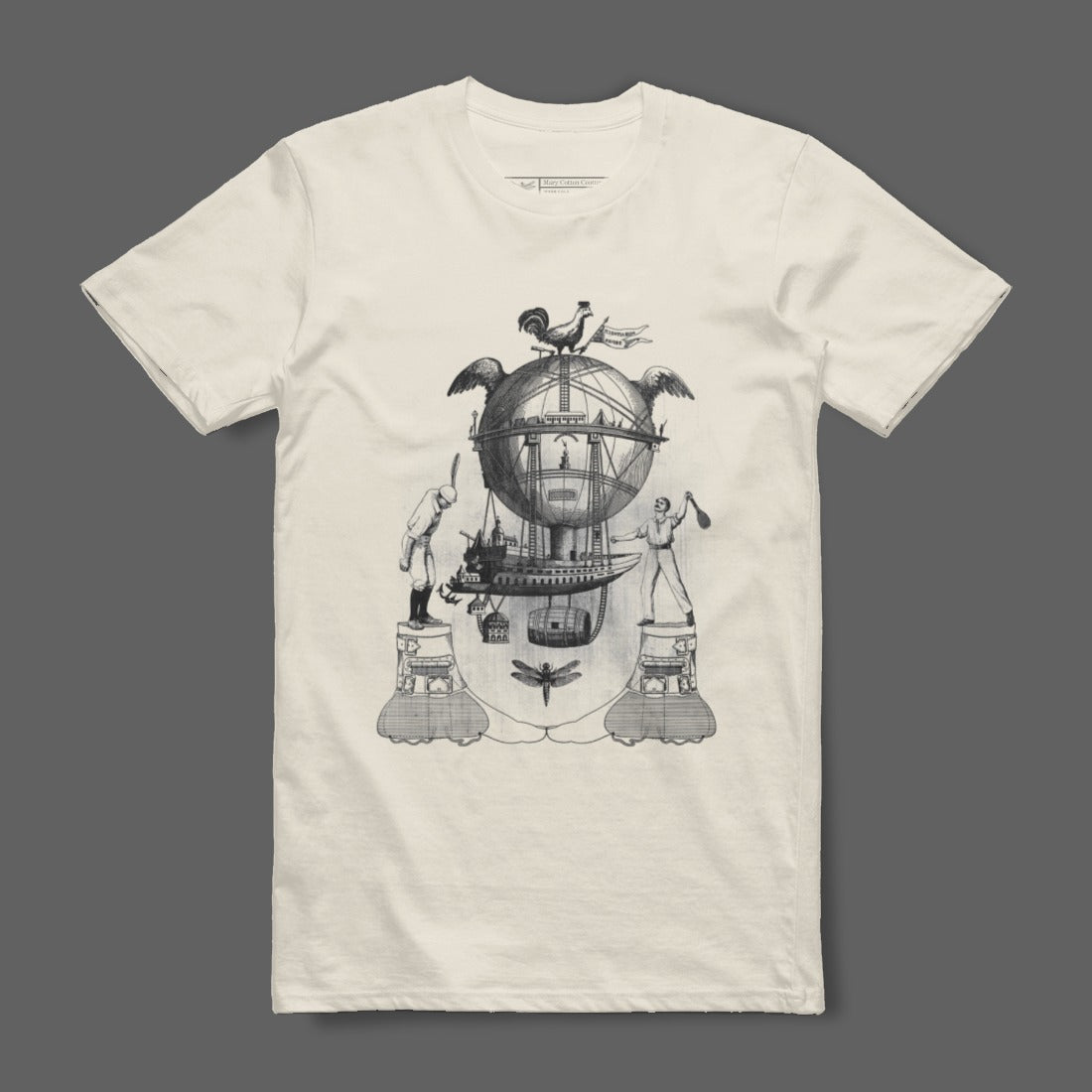 Surreal Graphic Artwork on White T-Shirt