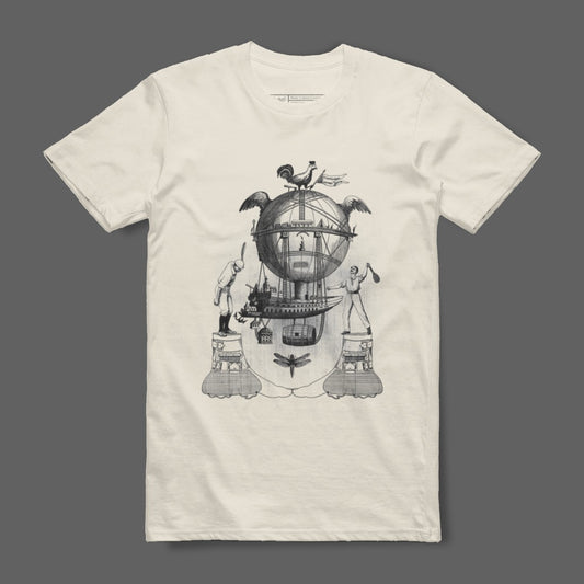 Surreal Graphic Artwork on White T-Shirt