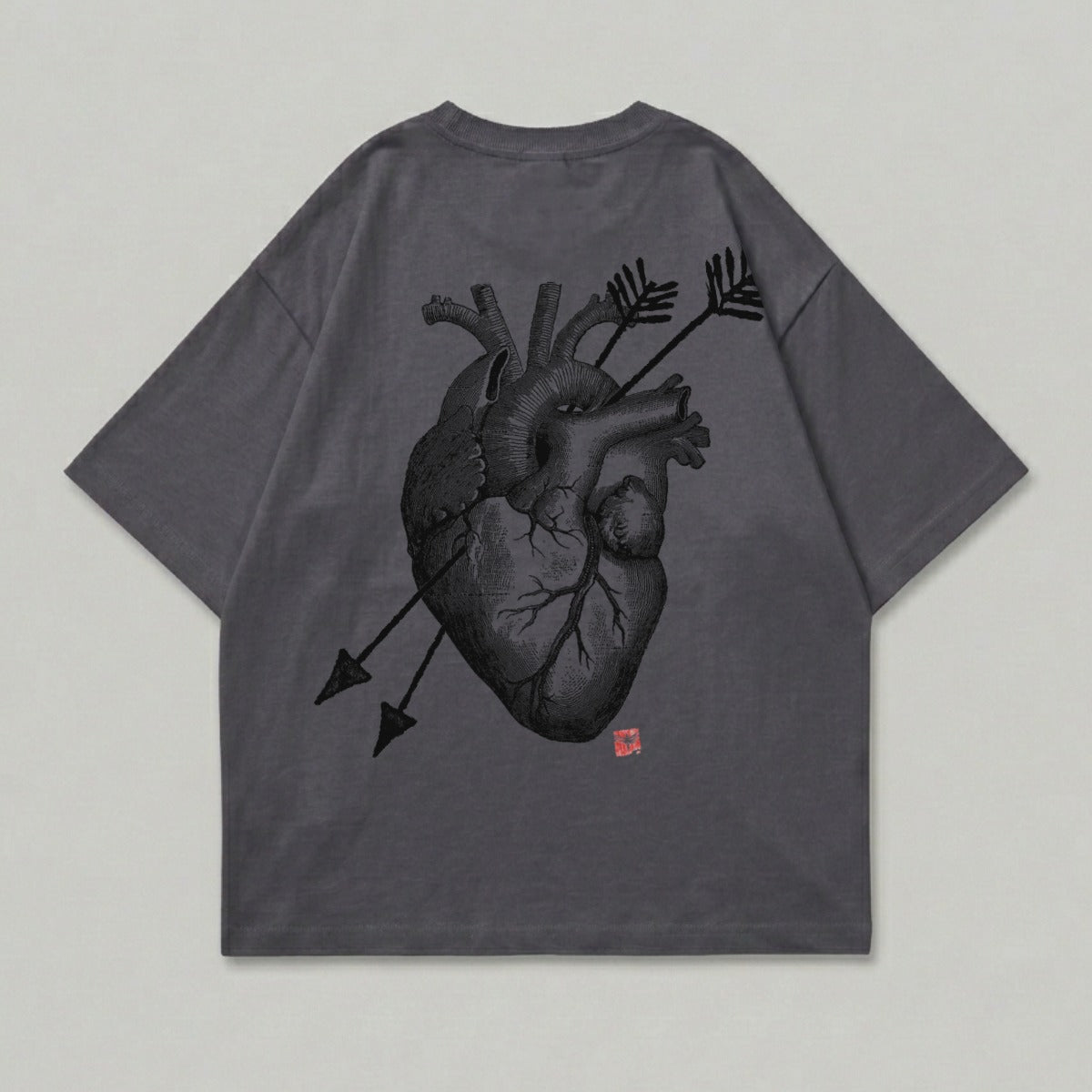 Dark Grey Anatomical Heart Two Arrows Graphic product type