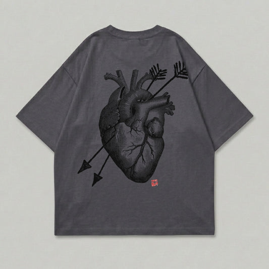 Dark Grey Anatomical Heart Two Arrows Graphic product type