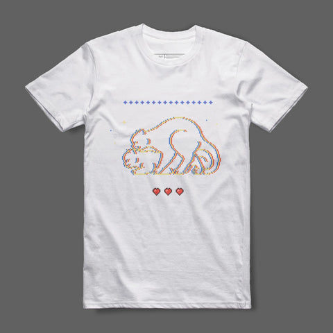 Cute Pixel Art Cat with Hearts T-shirt