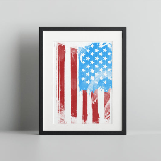 Abstract American Flag Design Modern Framed Art Decor