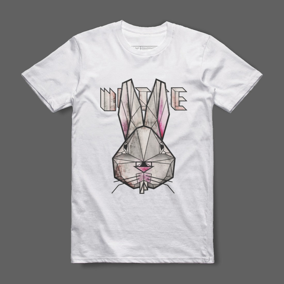Geometric Bunny Graphic White Short Sleeve Shirt