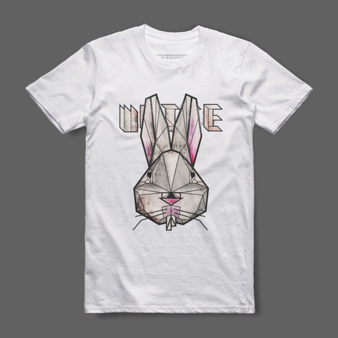 Geometric Bunny Graphic White Short Sleeve Shirt