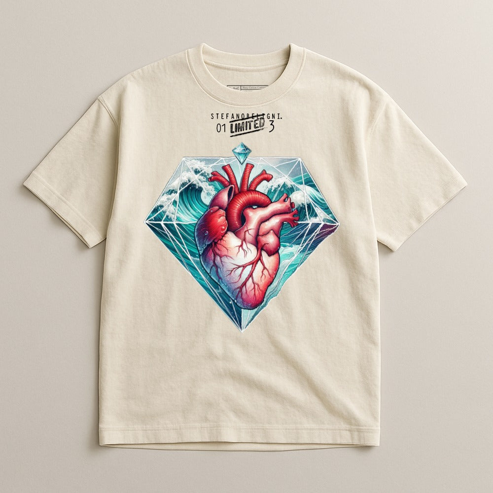 Unique Heart and Diamond Graphic Short Sleeve Shirt