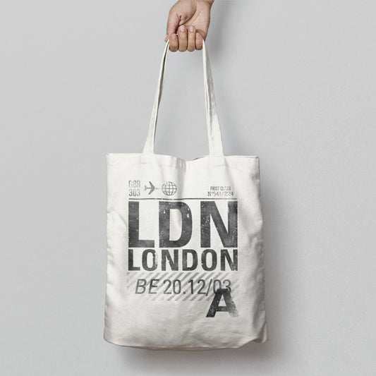 London LDN Airport Code Print Tote Bag