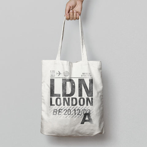 London LDN Airport Code Print Tote Bag