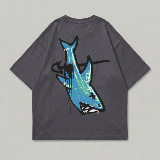 Inverted Blue Shark Graphic Design T-shirt product type