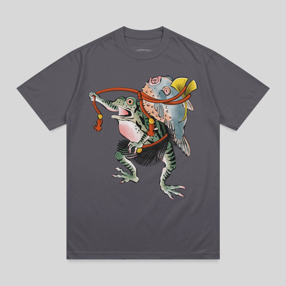 Frog Carrying Pufferfish Japanese Art Style product type