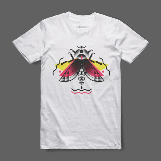 Graphic Insect Print White T-Shirt Unique Design