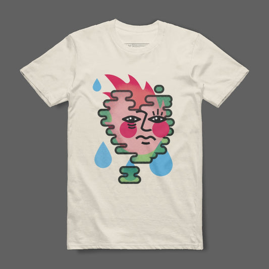 Unique Abstract Face Design Shirt with Water Droplets