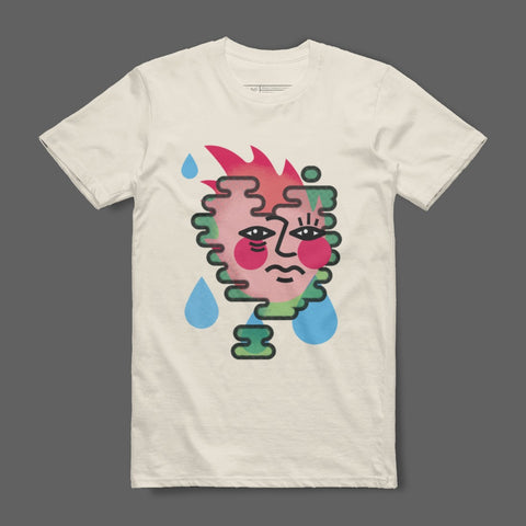 Unique Abstract Face Design Shirt with Water Droplets