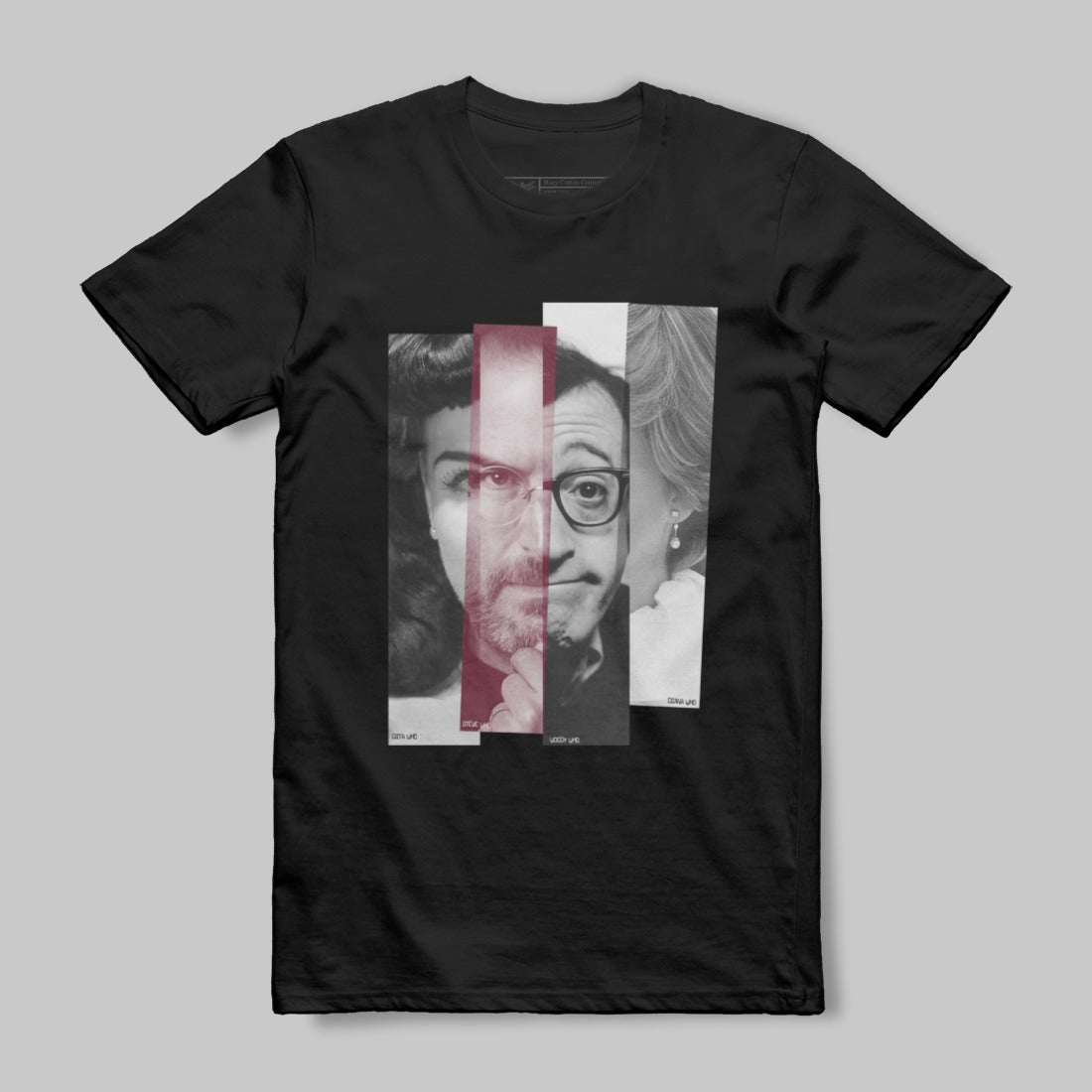 Unique Split Face Design Black T-shirt Fashion Clothing