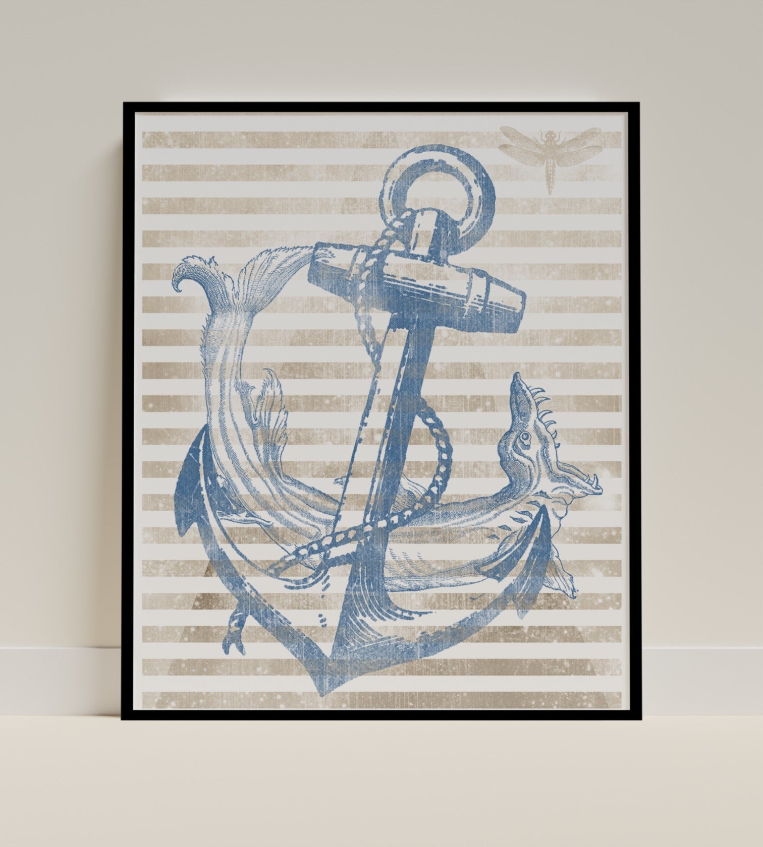 Vintage Nautical Anchor and Mermaid Wall Art Poster