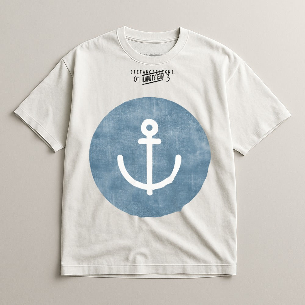 Graphic Tee with Large Anchor Print Design