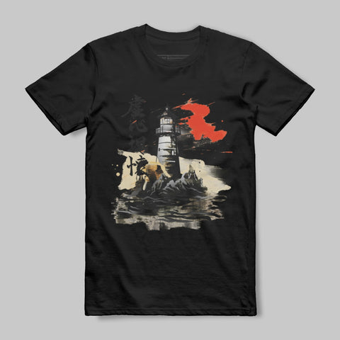 Lighthouse and Waves Graphic Art T-shirt