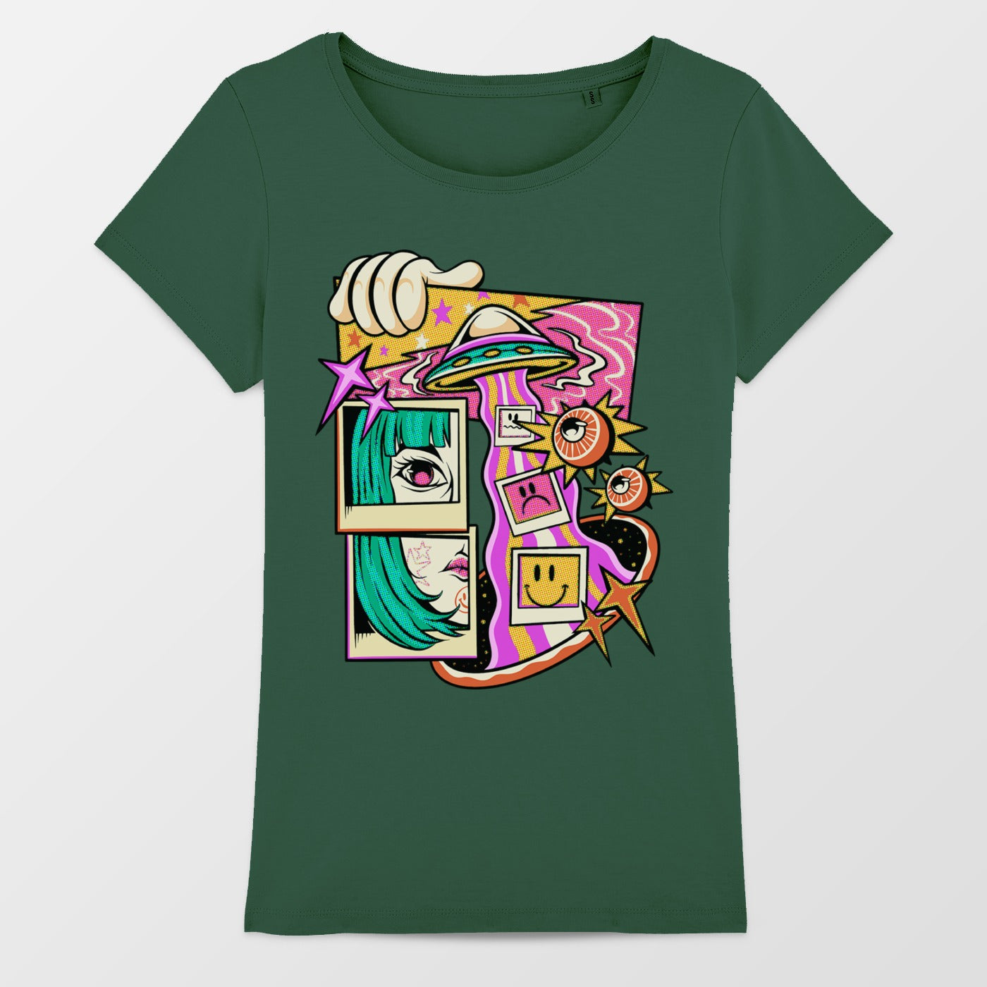 Vibrant Graphic Alien Window Design T-Shirt