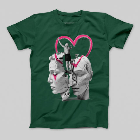 Surreal Artistic Faces with Heart Design T-shirt