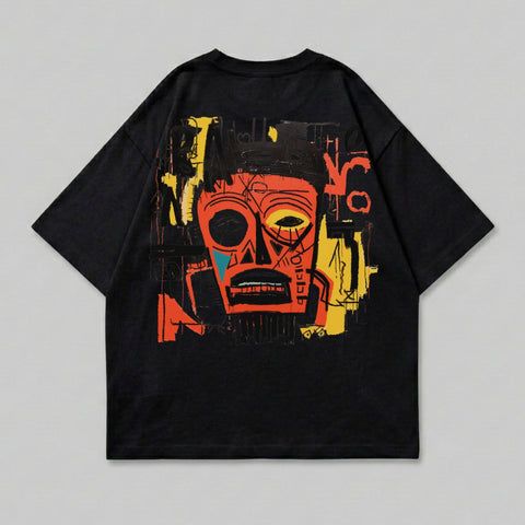 Black Abstract Face Graphic Artwork Vibrant Color T-shirt product type