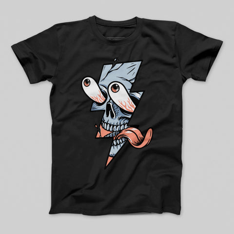 Lightning Skull with Eyeballs Graphic Design T-shirt