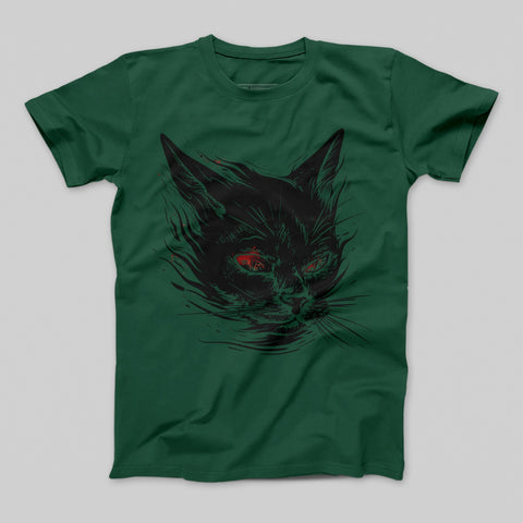 Mysterious Black Cat with Red Eyes Graphic Shirt