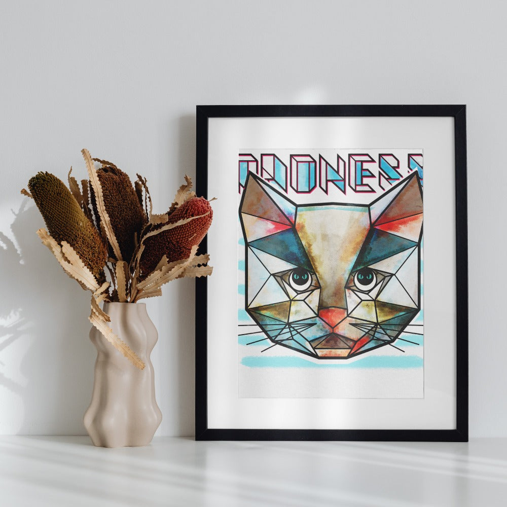 Colorful Geometric Cat Artwork Wall Decoration