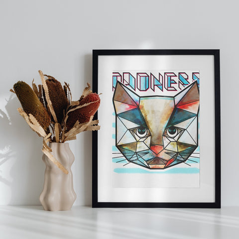 Colorful Geometric Cat Artwork Wall Decoration