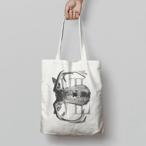 Deer Antler Print Tote Bag Minimalist Shopper Accessory
